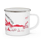 Red Camping Enamel Camping Mug - "Mornings are rough, but camping makes it easy"