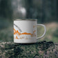 Orange Camping Enamel Camping Mug - "Mornings are rough, but camping makes it easy"