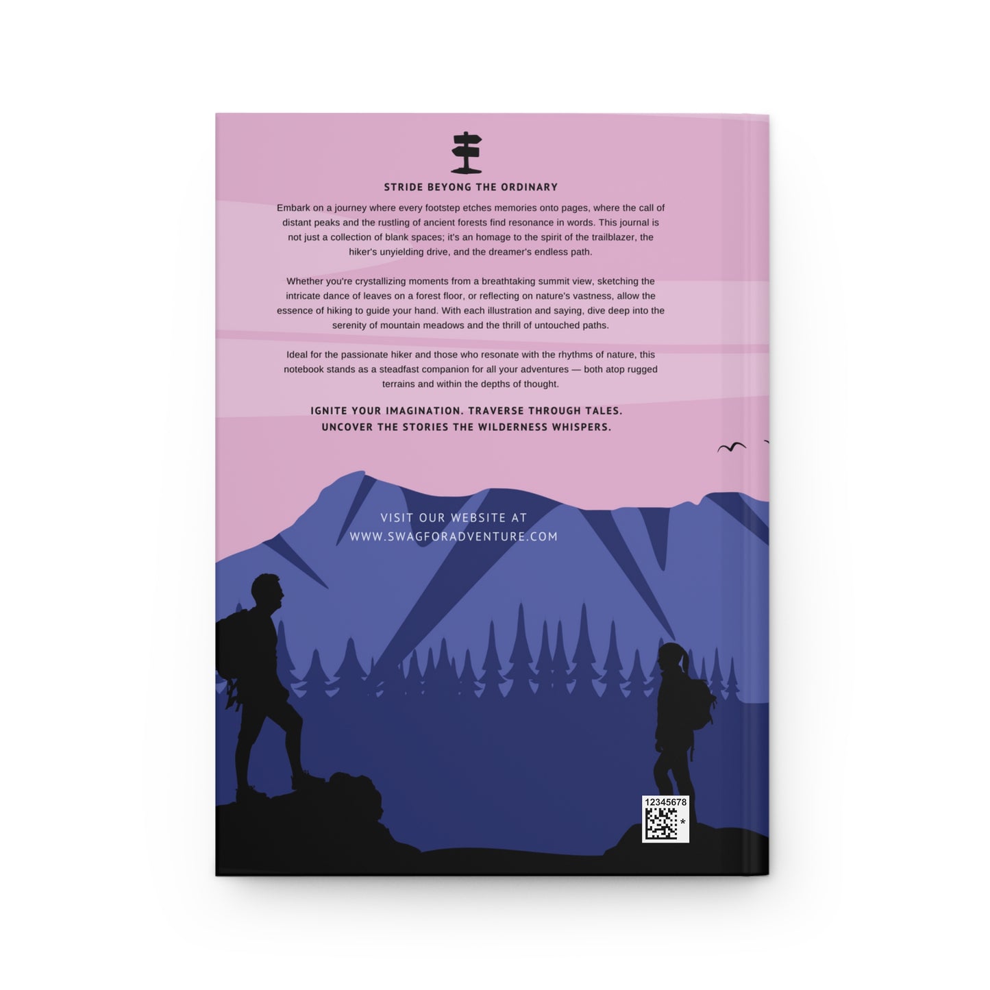 Hiking Hardcover Lined Journal - Amongst peaks, find your purpose.