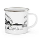 Black Camping Enamel Camping Mug - "Mornings are rough, but camping makes it easy"