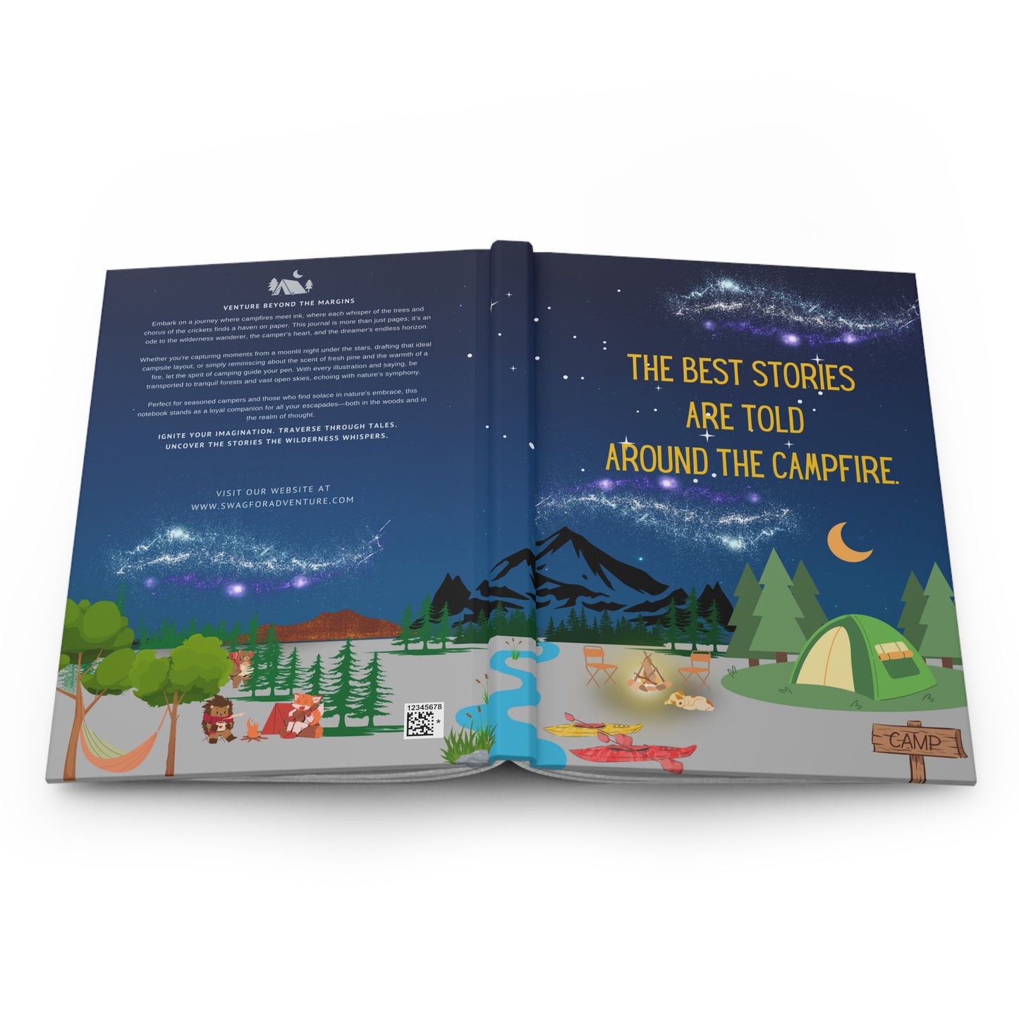 Camping Hardcover Lined Journal - The best stories are told around the campfire