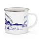 Navy Camping Enamel Camping Mug - "Mornings are rough, but camping makes it easy"