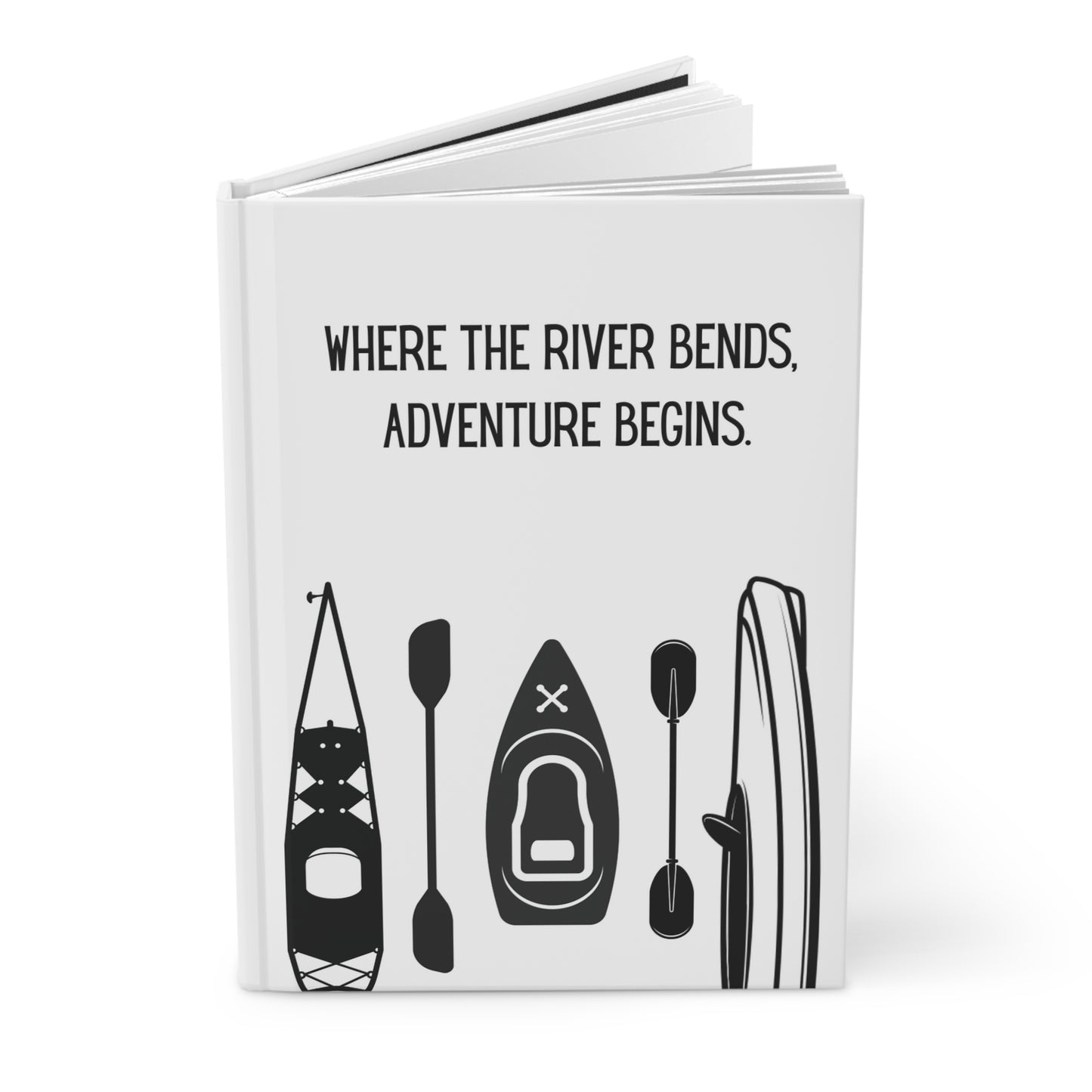 Kayak Hardcover Lined Journal - Where the river bends, adventure begins