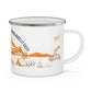 Orange Camping Enamel Camping Mug - "Mornings are rough, but camping makes it easy"