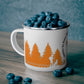 Orange Chasing Waterfalls Enamel Camping Mug - "Mornings are rough, but hiking makes it easy"