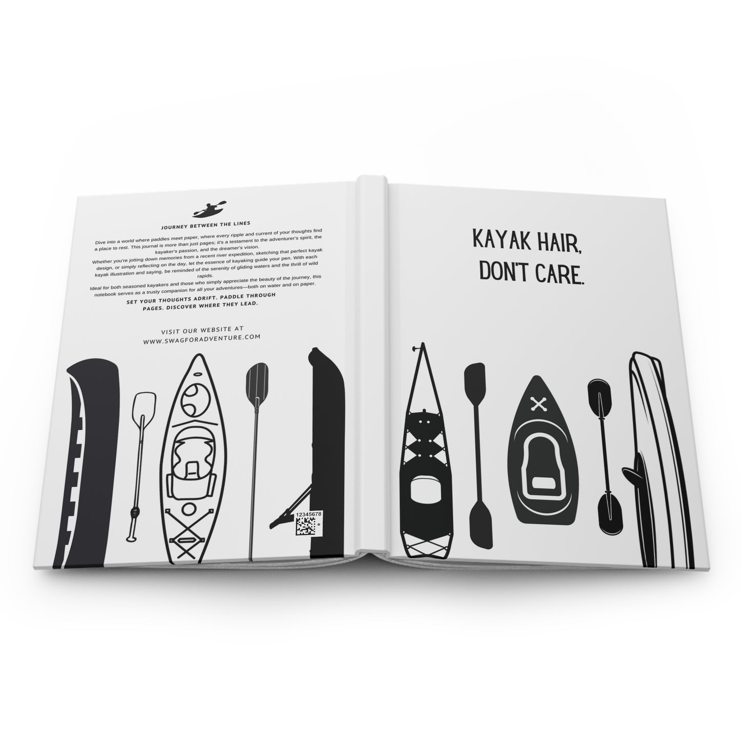 Kayak Hardcover Lined Journal - Kayak hair, don't care