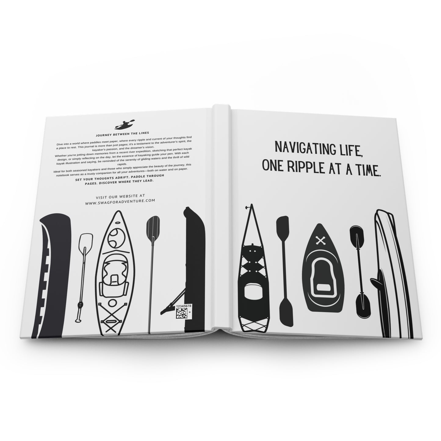 Kayak Hardcover Lined Journal - Navigating life, one ripple at a time