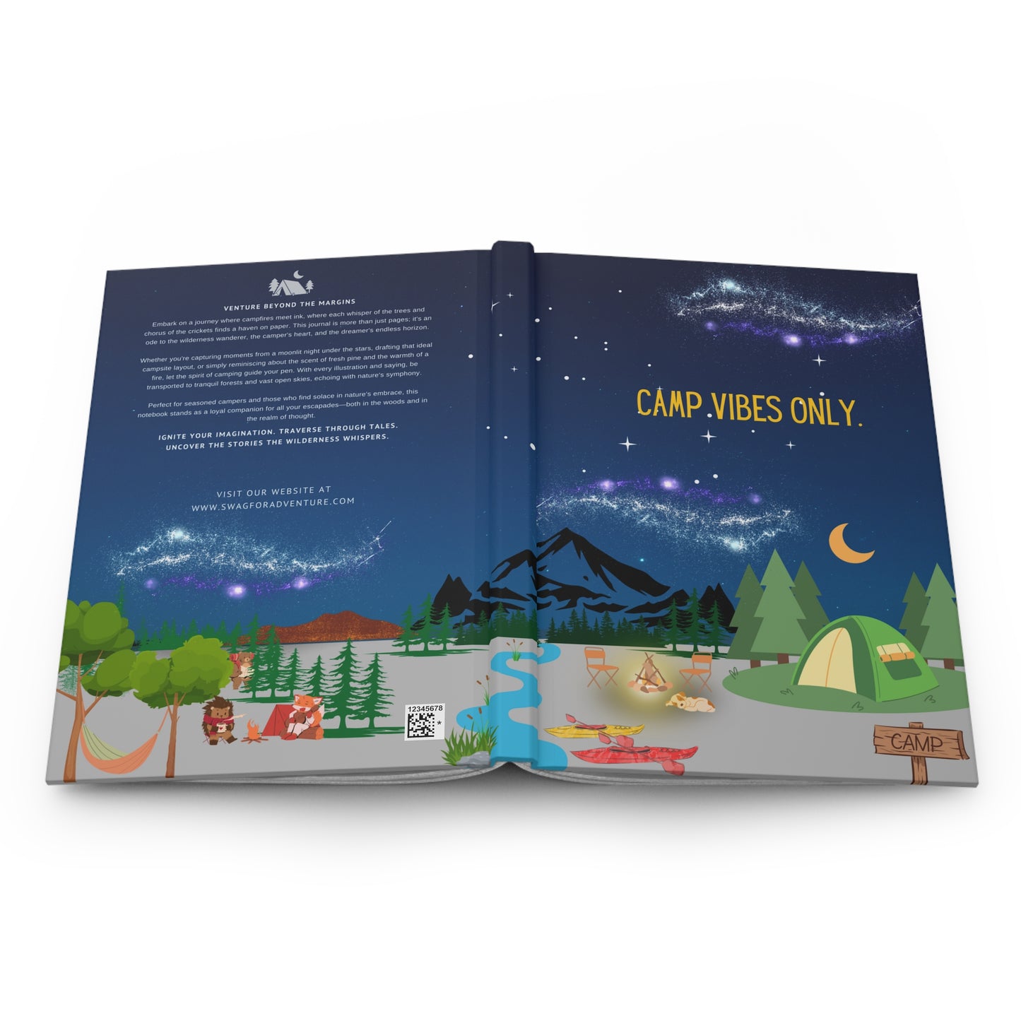 Camping Hardcover Lined Journal - Camp vibes only.