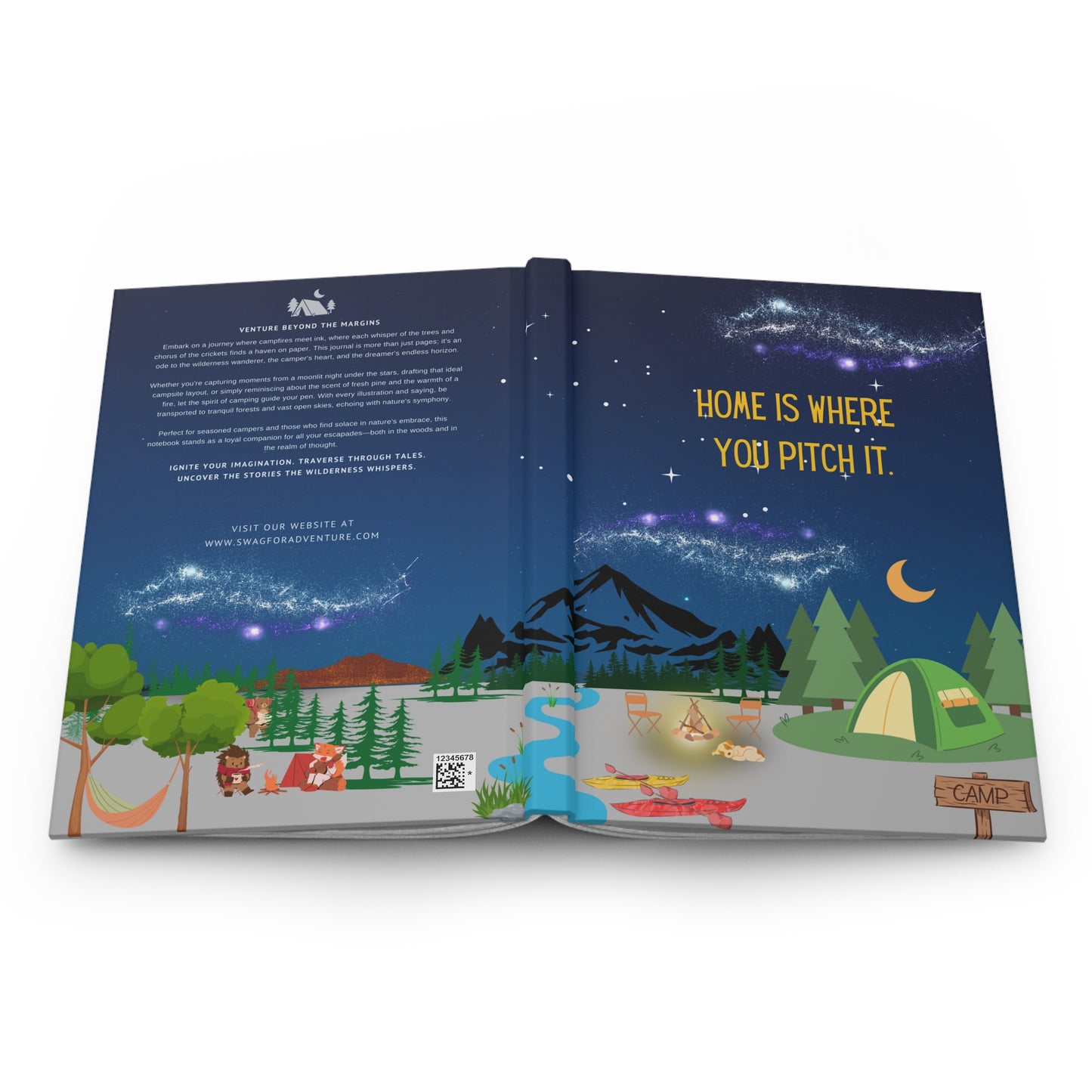 Camping Hardcover Lined Journal - Home is where you pitch it