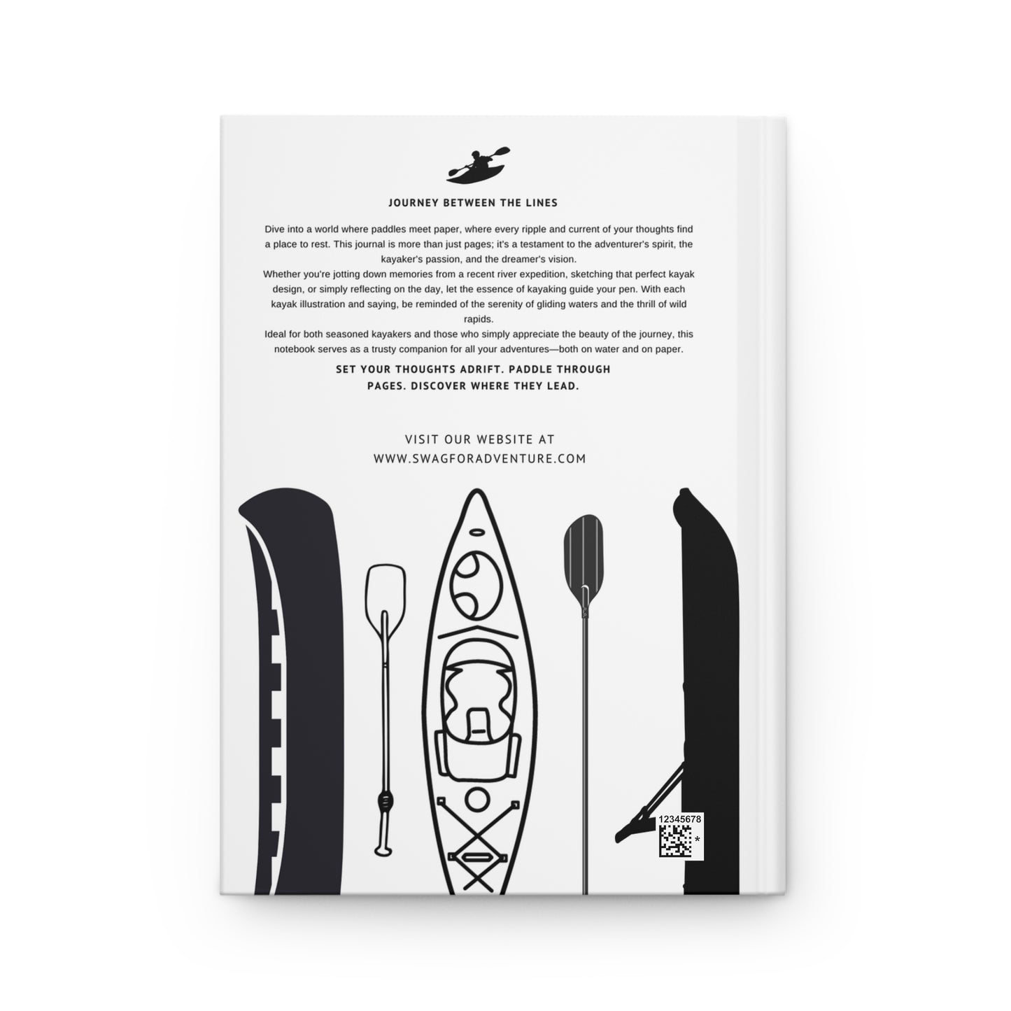 Kayak Hardcover Lined Journal - I paddle, therefore I am