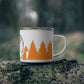 Orange Chasing Waterfalls Enamel Camping Mug - "Mornings are rough, but hiking makes it easy"