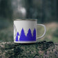 Blue Chasing Waterfalls Enamel Camping Mug - "Mornings are rough, but hiking makes it easy"