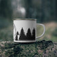 Black Chasing Waterfalls Enamel Camping Mug - "Mornings are rough, but hiking makes it easy"