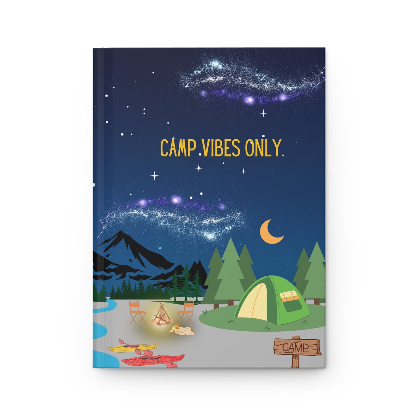 Camping Hardcover Lined Journal - Camp vibes only.