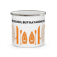 Orange Kayak Enamel Coffee Mug - "Mornings are rough, but kayaking makes it easy" in bold black font