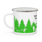 Green Hiking Enamel Camping Mug - "Mornings are rough, but hiking makes it easy"