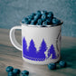 Blue Chasing Waterfalls Enamel Camping Mug - "Mornings are rough, but hiking makes it easy"