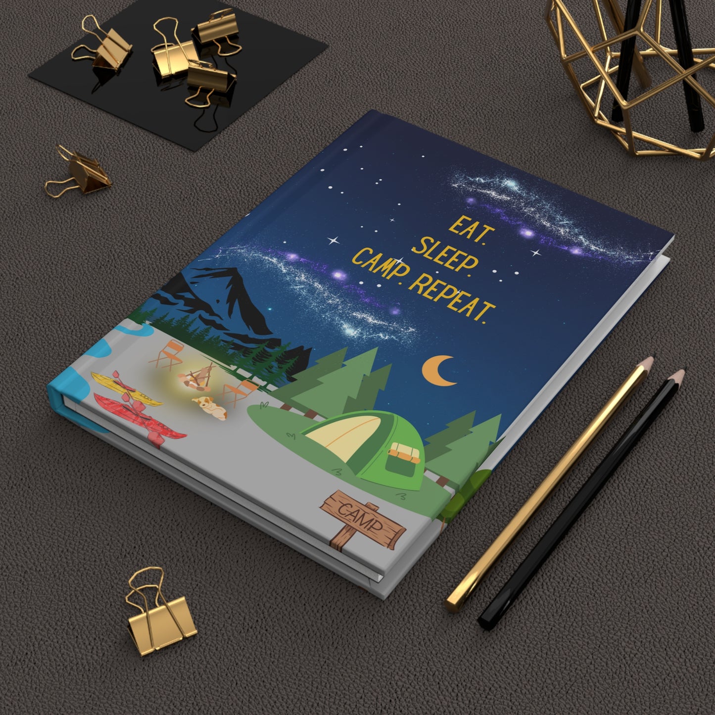 Camping Hardcover Lined Journal - Eat. Sleep. Camp. Repeat.