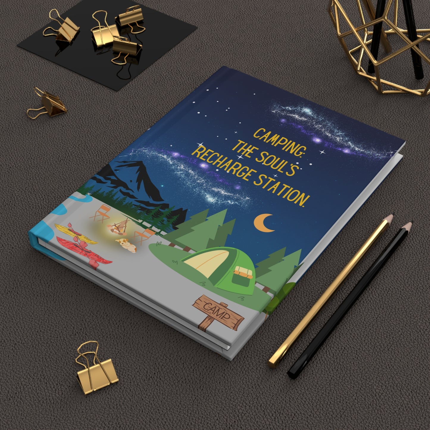 Camping Hardcover Lined Journal - Camping: The soul's recharge station.