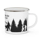 Black Hiking Enamel Camping Mug - "Mornings are rough, but hiking makes it easy"