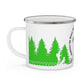 Green Chasing Waterfalls Enamel Camping Mug - "Mornings are rough, but hiking makes it easy"