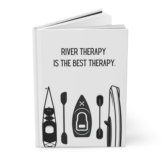 Kayak Hardcover Lined Journal - River therapy is the best therapy