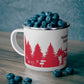 Red Hiking Enamel Camping Mug - "Mornings are rough, but hiking makes it easy"