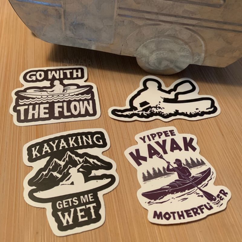 Kayaking Sticker Set 6 - Black and White